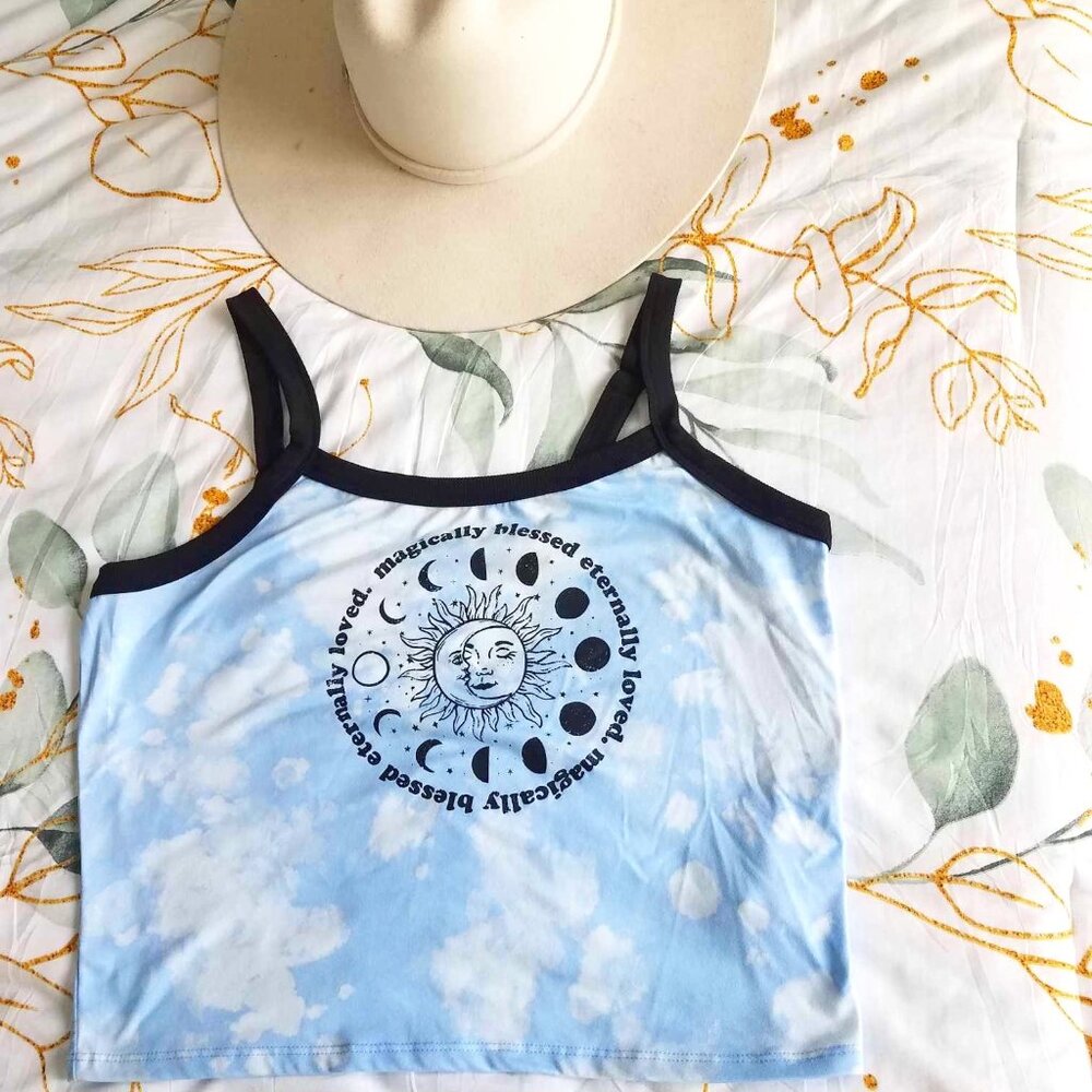 Sun & Moon Crop Top Tank (Adjustable) NEW WITH TAGS! Super Cute, BohoHippy Vibes